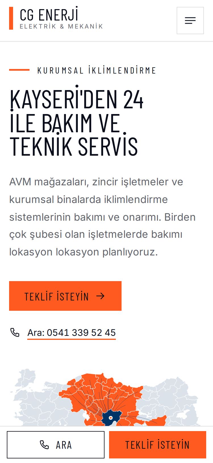 CG Enerji, telefonda ilk ekran